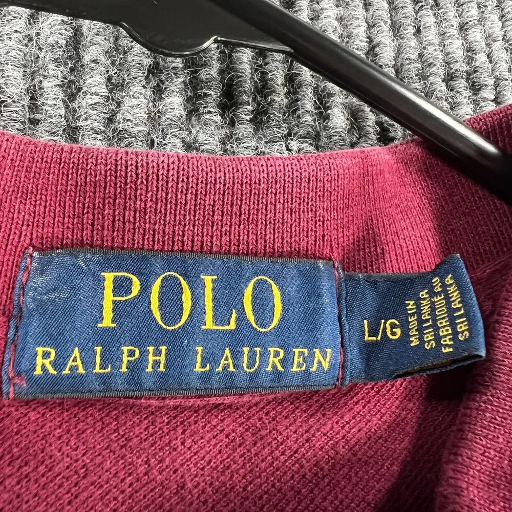 Polo Ralph Lauren Mens Shirt Large Red Striped Short Sleeve Golf Casual Comfort